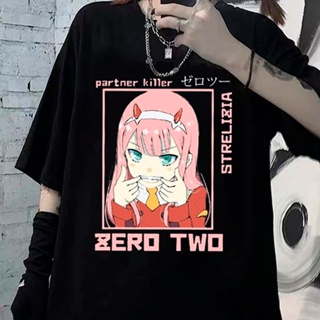 Camiseta ALGODÃO preta Anime Zero Two Darling in the Franxx