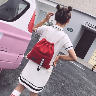 1 Pc Mochila Escolar De Lona De Ombro Duplo Bolso Com Cordão De Arrasto Casual Portátil Mulheres Homens Viajam