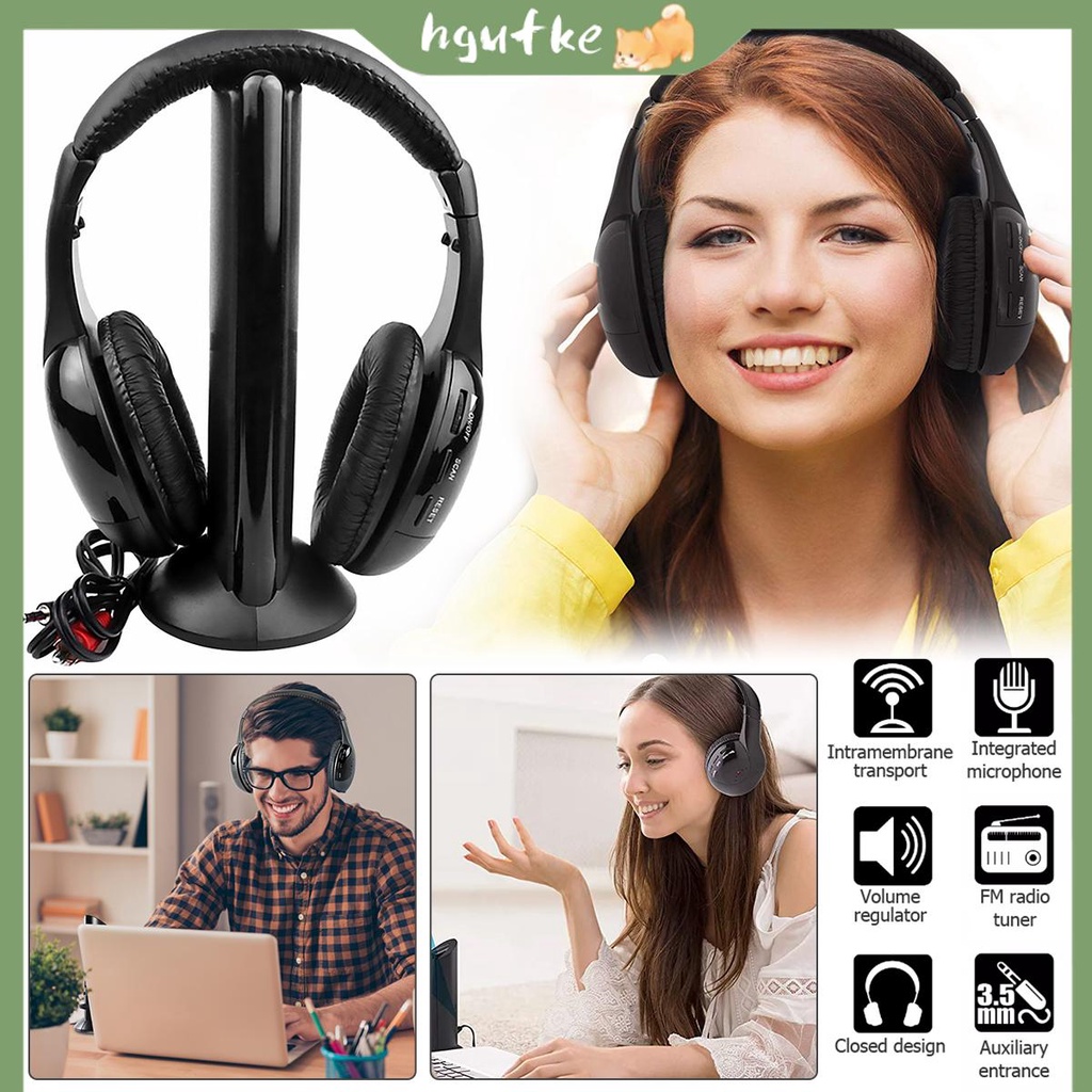 Fone De Ouvido Para TV Sem Fio 5 Em 1 Com Transmissor RF 2.4G Fones ...