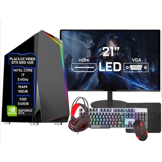 Kit Pc Gamer Smart Pc SMT81262 Intel i5 8GB (GeForce GTX 1650 4GB) 1TB +  Monitor 21,5