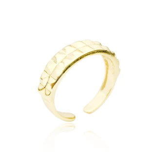 Anel Feminino Ajustável Banhado a Ouro 24k Detalhado Liso em Oferta na Shopee
