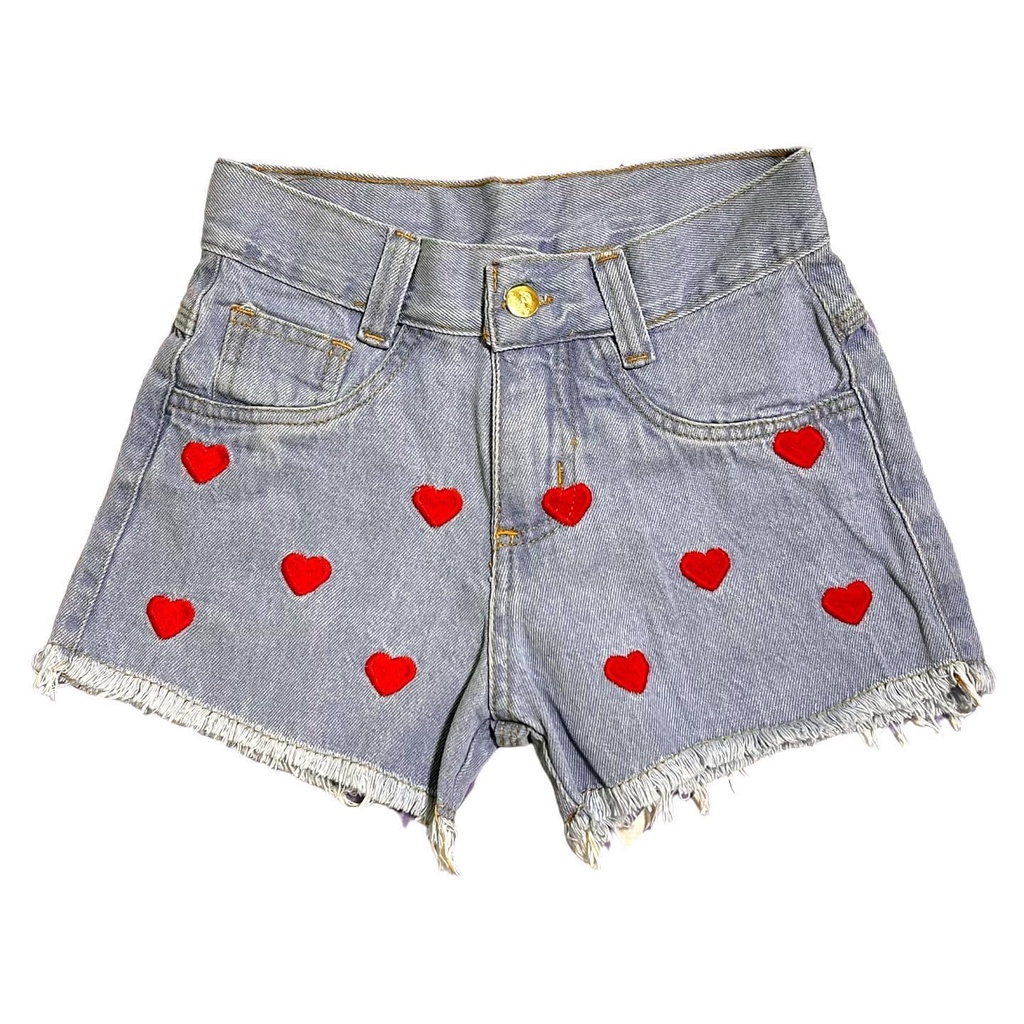 Short Jeans com Bordado Coração – Pititikus