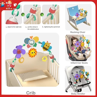 Multifuncional carrinho de bebê chocalho cama chocalho animal marinho arco brinquedo móvel berço pendurado brinquedo educacional confortável 0-1 ano de idade brinquedo do bebê