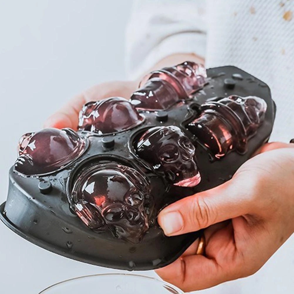 Forma de Gelo Silicone Formato Caveira Cranio p/ Gelo Doces Chocolate