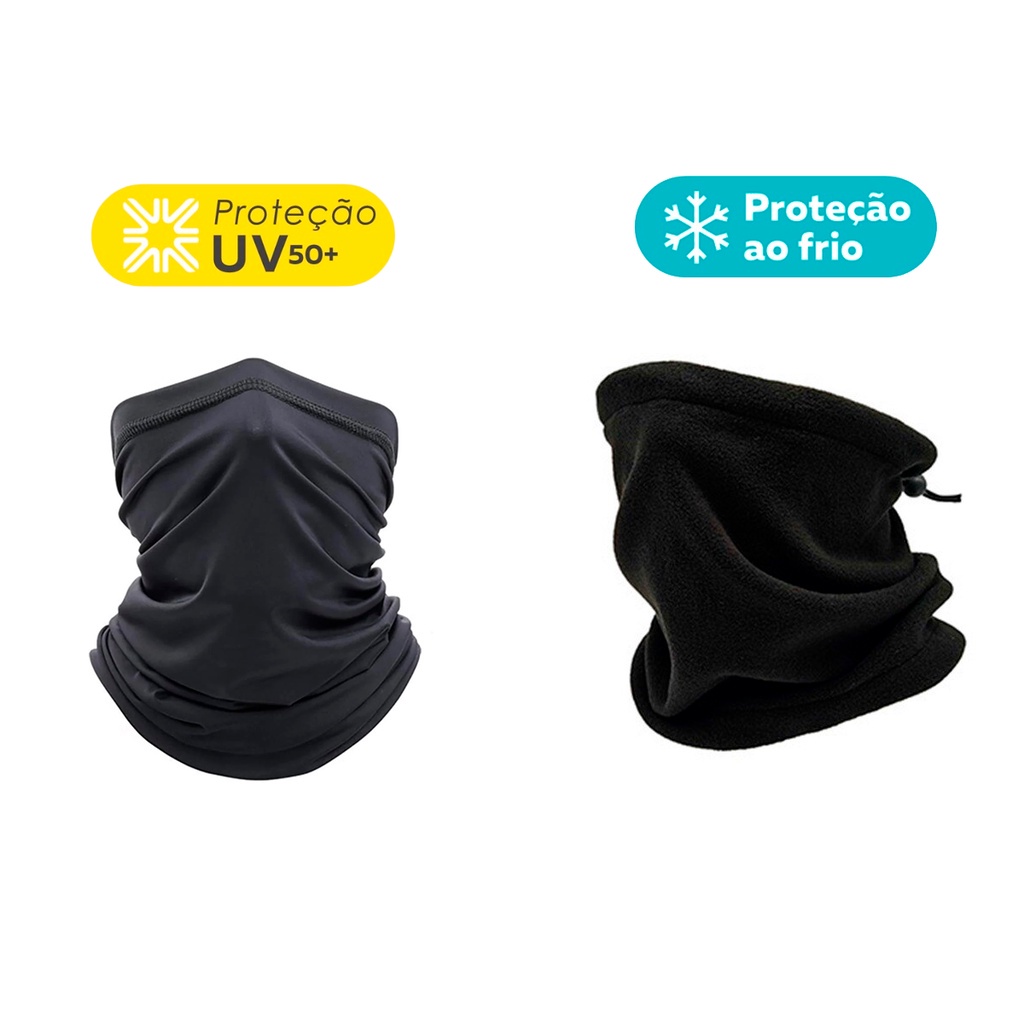 Kit 2 Bandana Gola Balaclava Máscara de Proteção Uv50 Frio