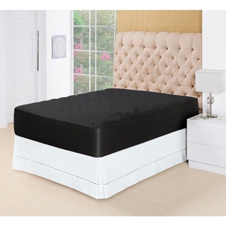 Protetor Capa De Colchao Impermeavel Cama Preto Solteiro