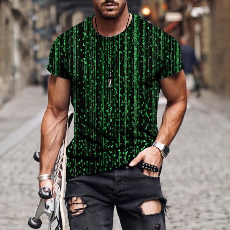 Digital Tecnologia sense 3D Impressão Masculina De Manga Curta Harajuku fashion street casual T-shirt