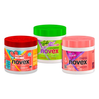 Kit Novex Mini- Cronograma Capilar HNR BABOSÃO + RICINO + COLÁGENO 210G