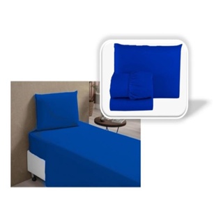 Kit Jogo De Lencol Solteiro 3 Pecas Premium Cama Lisos Azul