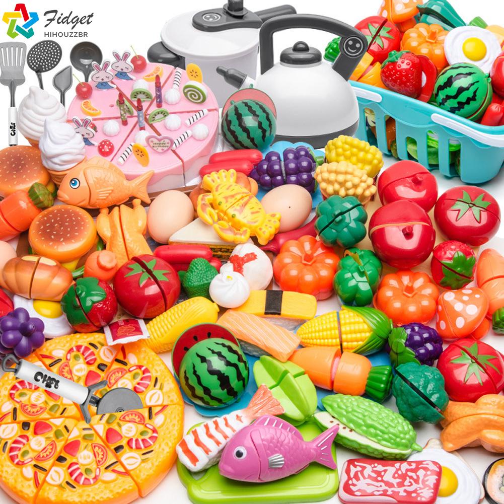 Conjunto de cozinha de brinquedo educativo para meninos e meninas, frutas e  vegetais cortados, comida, simulação de casa de jogos, educação infantil,  presentes - AliExpress