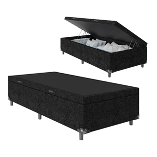 Baú Box Solteiro - Suede Preto