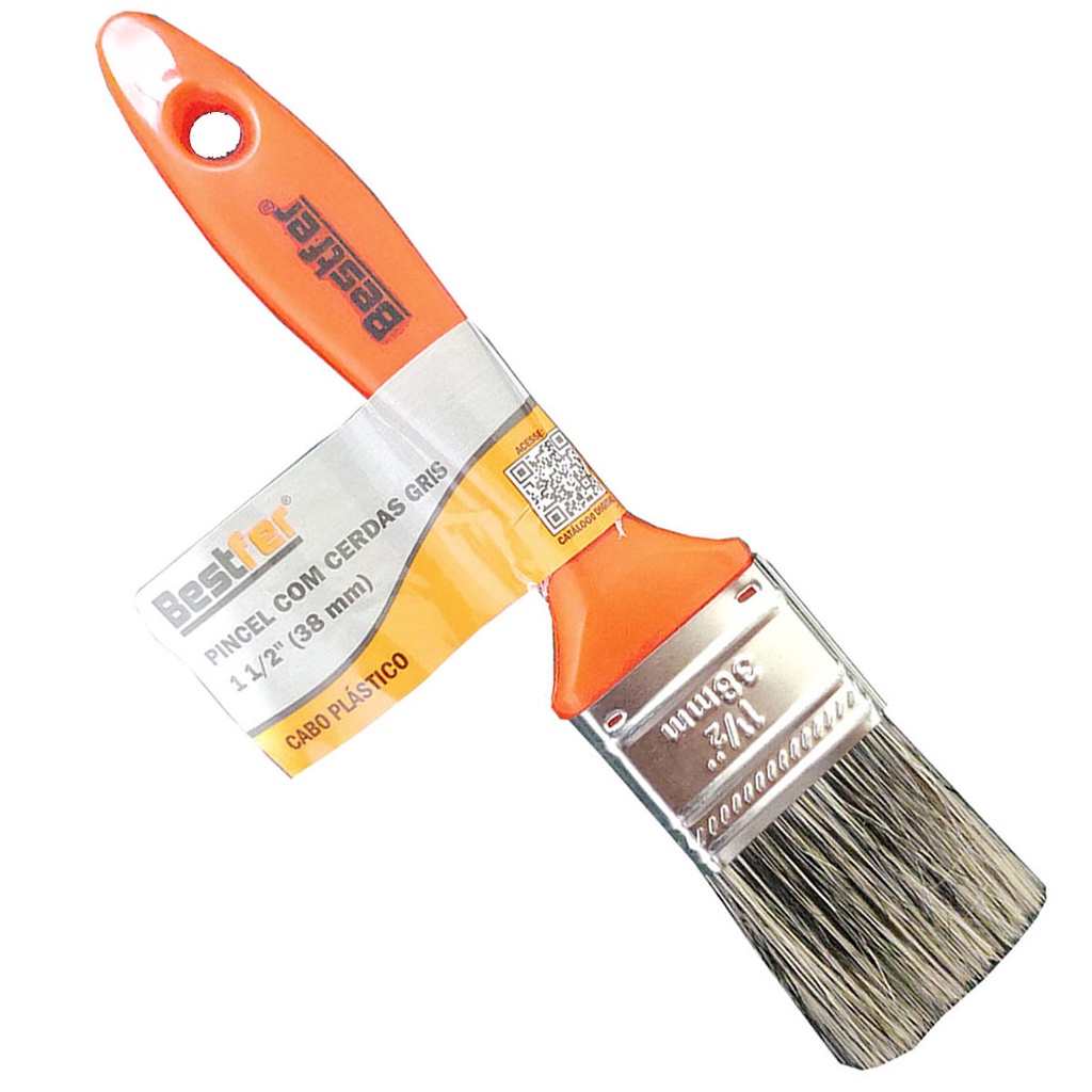 Kit 12 Pincel Trincha 1 1/2"Cerda Gris Pintura Cabo Plástico | Shopee ...