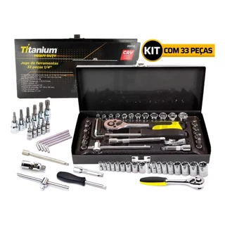 Kit Jogo De Ferramentas 33 Peças Com Estojo Maleta Titanium