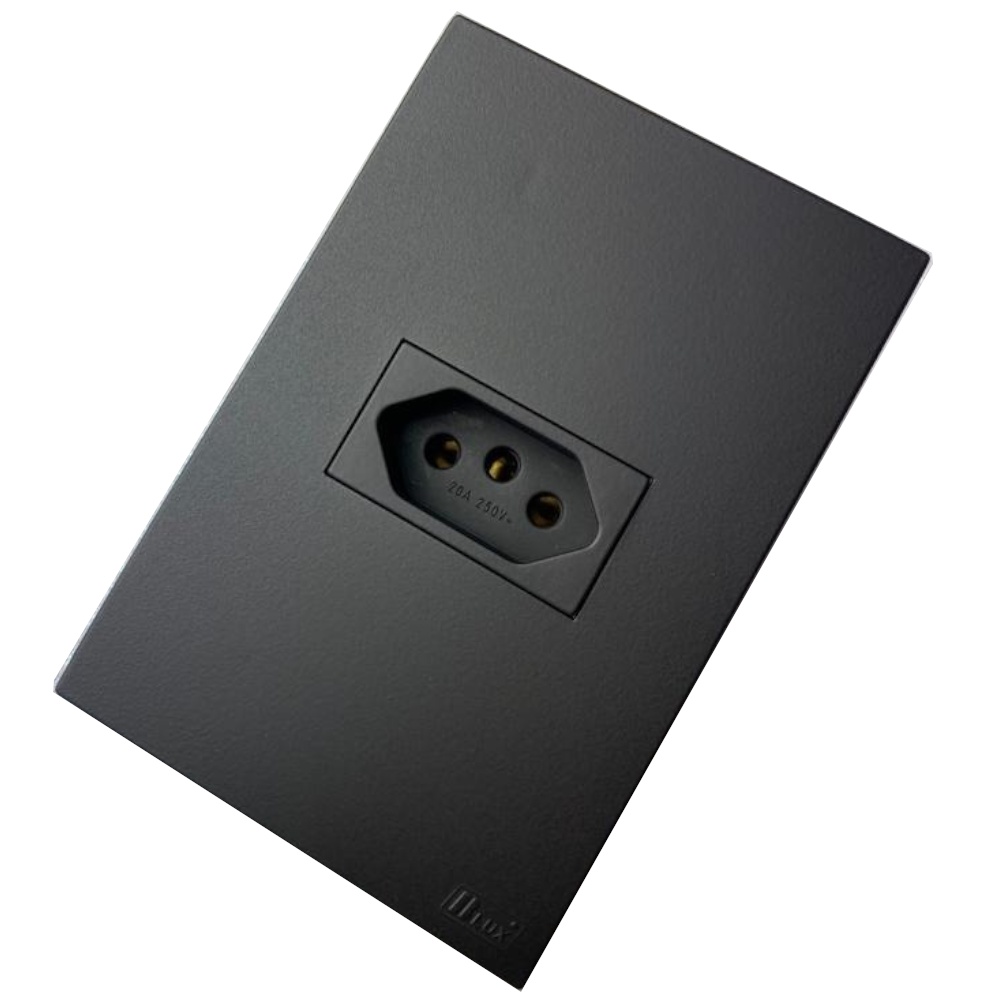 Tomada Simples 20A 4x2 Blux Recta Black Fosco Luxo Santin