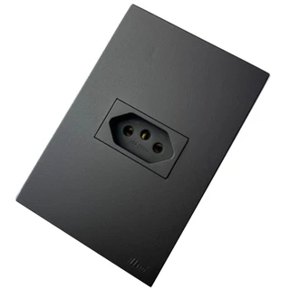 Tomada Simples 20A 4x2 Blux Recta Black Fosco Luxo Santin