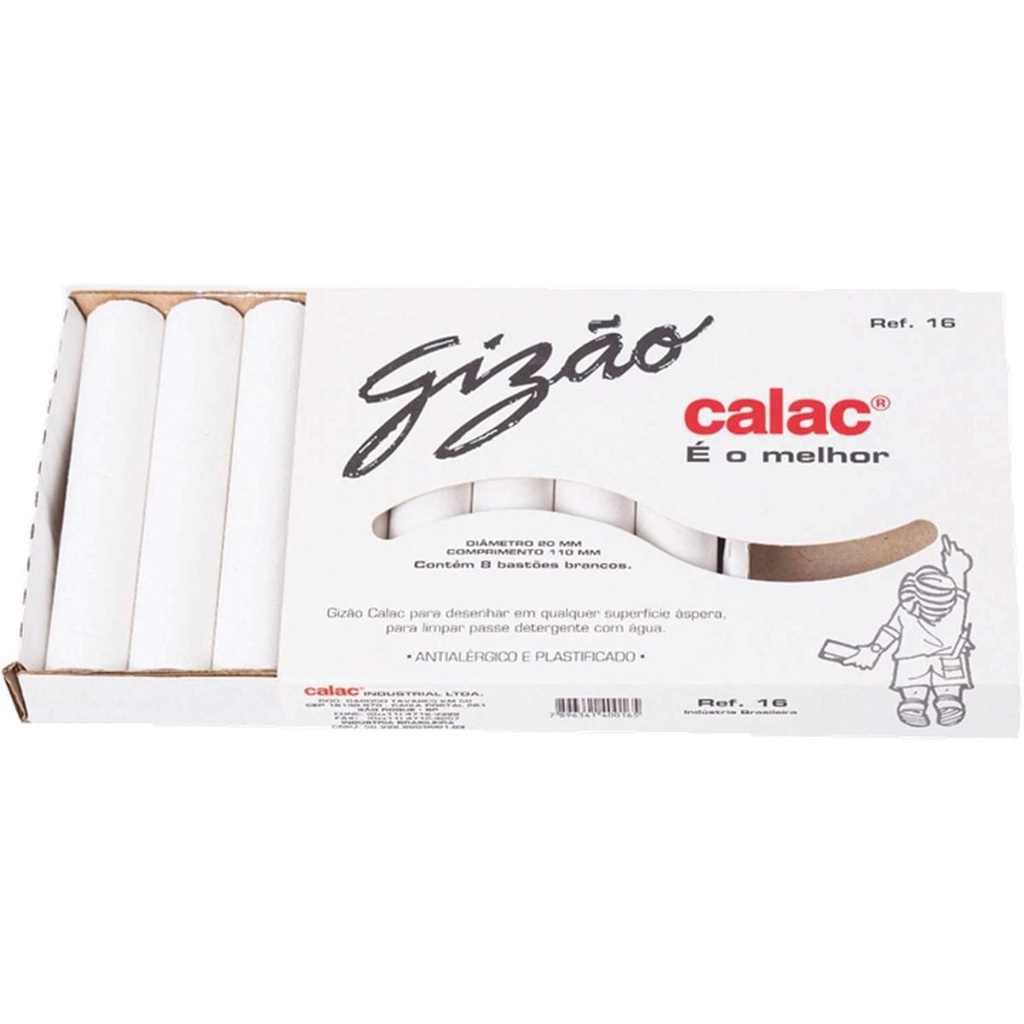 GIZ ESCOLAR PLASTIFICADO BRANCO GIZAO C/08 UN. CAIXA 016 - CALAC ...