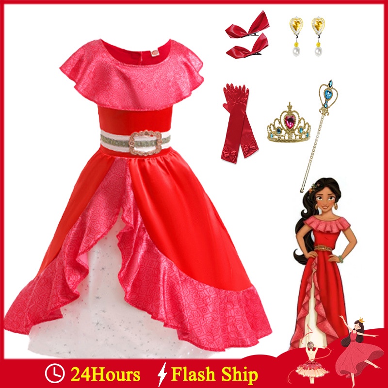 VESTIDO FESTA VERMELHO PRINCESA ELENA DE AVALOR RODADO LUXO