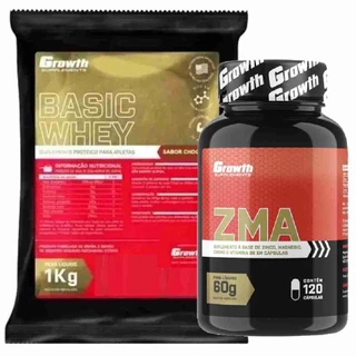Kit Whey Protein Basic 1Kg Chocolate + Zma 120 Caps Growth
