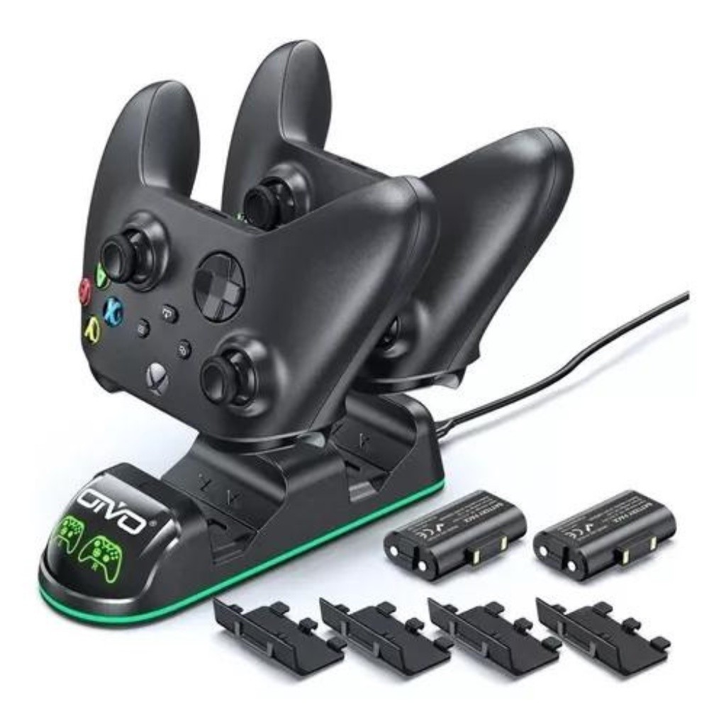 Kit Carregador Controle de X-box Series One S/X Com Duas Baterias de 800mAh Tampa extras