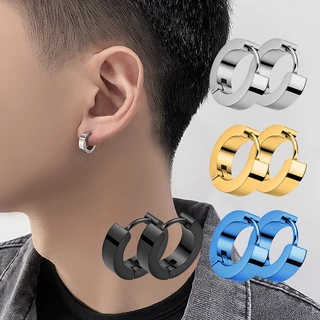 1 Par Homens Mulheres Punk Rock Unisexo Abraço De Aço Inoxidável Brinco De Orelha Em Círculo Fivela Gótico Fashion Jewelry