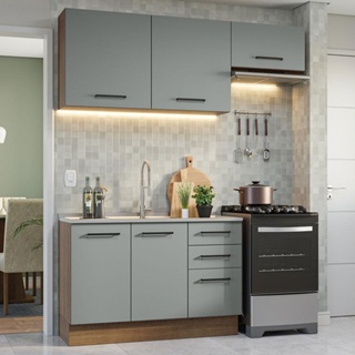 Armário de Cozinha Compacta 180cm Rustic/Cinza Agata Madesa 09