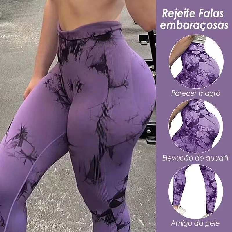 Tie-dye Yoga Pants Calças esportivas Fitness Calças femininas de cintura  alta Glúteos de pêssego Roupas de Yoga sem costura - Escorrega o Preço