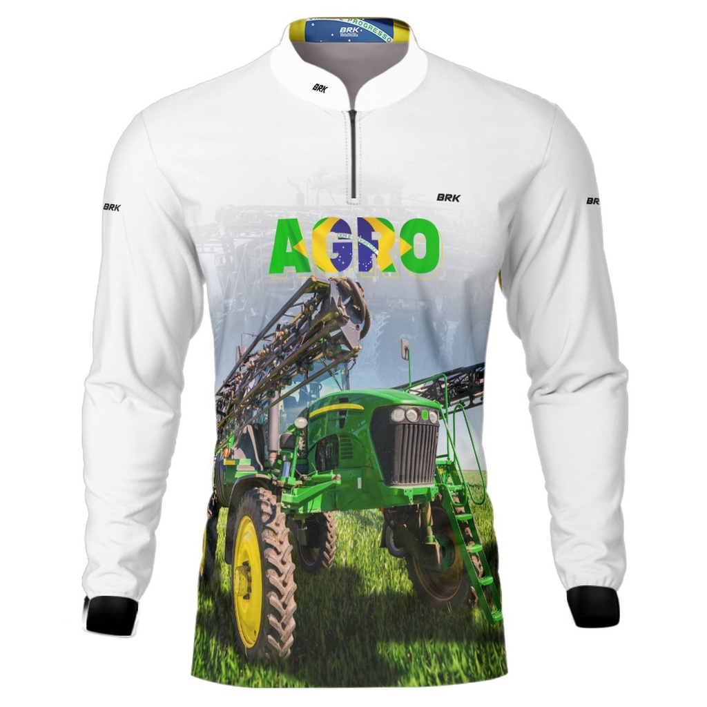 Camisa Camiseta Country Masculina Xadrez Verde Brk Com Uv50+