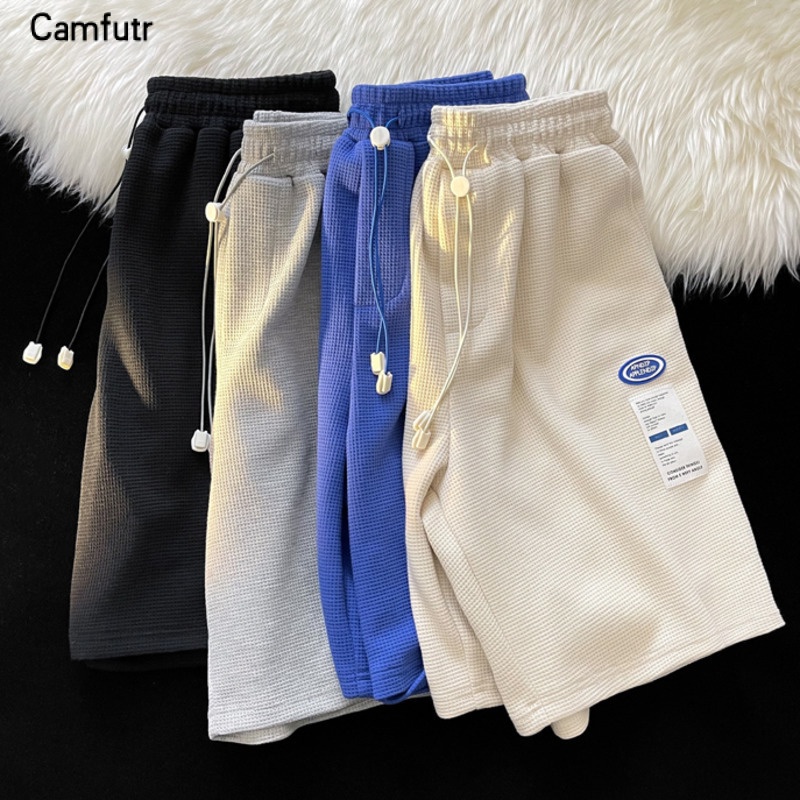 Shorts Waffle Masculino S Coreano Fashion Largo Casual Cinco Pontos Calças Curtas