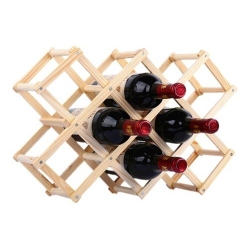 Suporte Mini Adega Porta Vinhos Retrátil Madeira 10 Garrafas