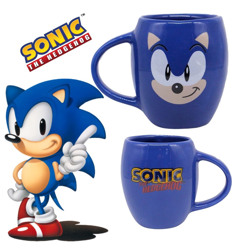 Caneca Sonic Azul 350ml Oval Sega Oficial Zona Criativa