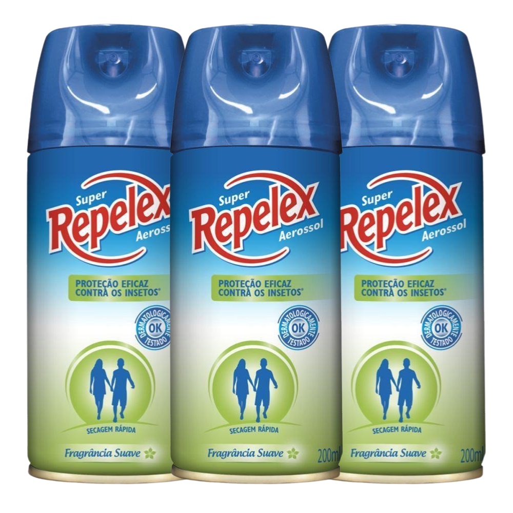 Kit com 3 Repelentes Repelex Aerosol Suave 200Ml | Shopee Brasil