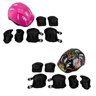 Kit Proteção Infantil 7 Peças - Capacete Joelheira Cotoveleira Luvas - Bicicleta Patinete Skate Patins