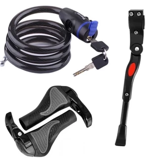 Kit Pezinho Manopla Bar End e Cadeado 3 Itens Para Bike Acessórios de Ciclismo