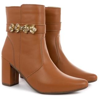 Bota Feminina bico fino salto fashion confortável com pedraria OLZZY