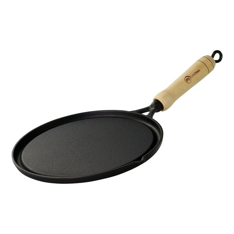 Chapa Bifeteira de Ferro Fundido Redonda Lisa Petisqueira pa