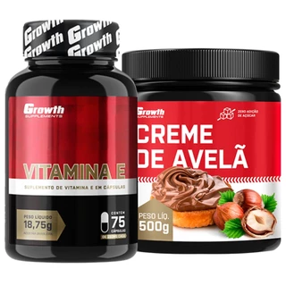 Vitamina E 75 Caps + Creme Avelã Fit 500g Growth Supplements
