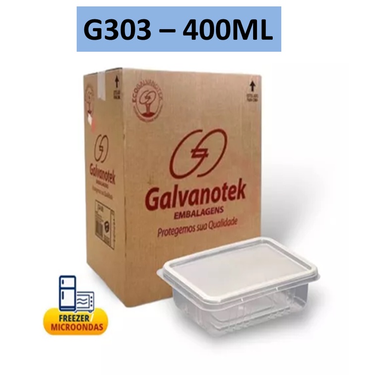Embalagem Pote para freezer e microondas 400ml Galvanotek G308