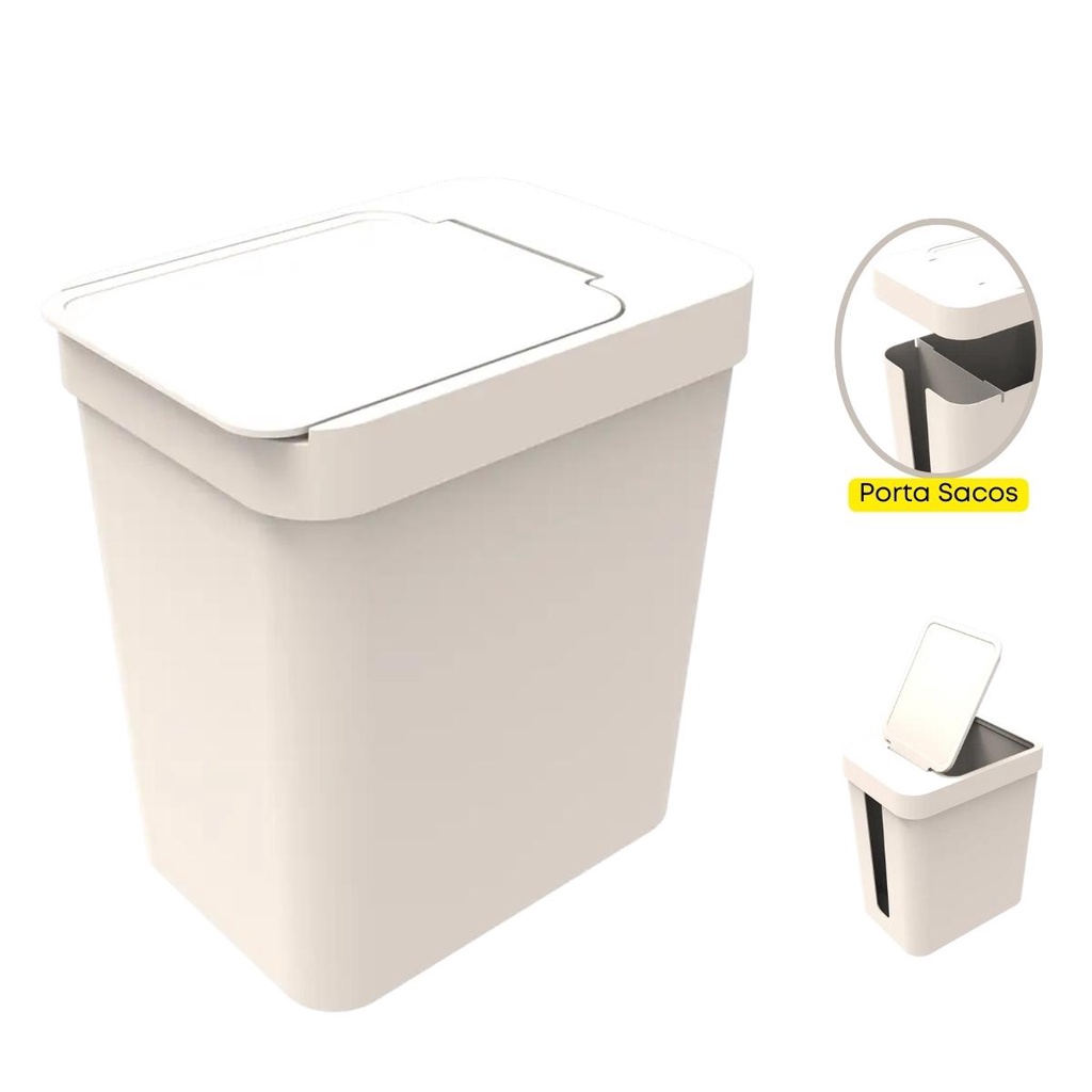 Lixeira Cozinha Banheiro 5l Cesto De Lixo C Porta Puxa Saco Shopee