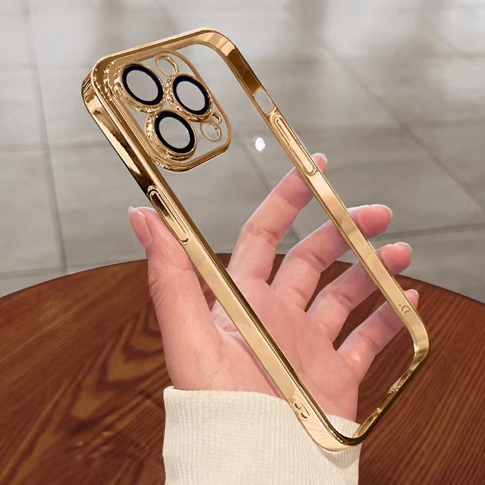 [Com Filme Para Lentes] Estojo De Luxo ultra-Fino iPhone 11 12 13 Pro Max 14 14 Plus Proteção À Prova De Choque Macio Transparente