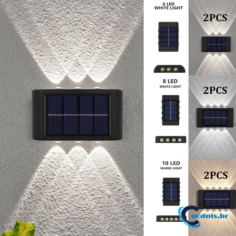 Luminária Solar Kit 2 Arandela Slim 2 Focos 16/12/10 LED Externa Parede Muro Ip65 Movida Solar