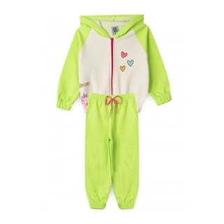 Conjunto Feminino Infantil Inverno Unicórnio Corações Verde