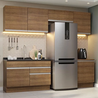 Armário de Cozinha Completa 260cm Rustic Glamy Madesa 05 em Oferta na Shopee