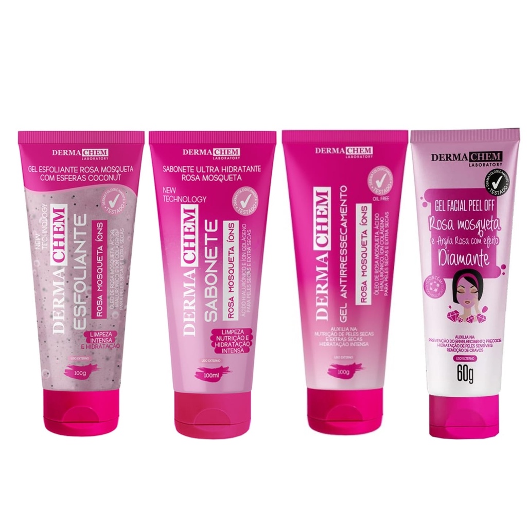 Kit Skin Care Rosa Mosqueta Pele Seca Dermachem | Shopee Brasil