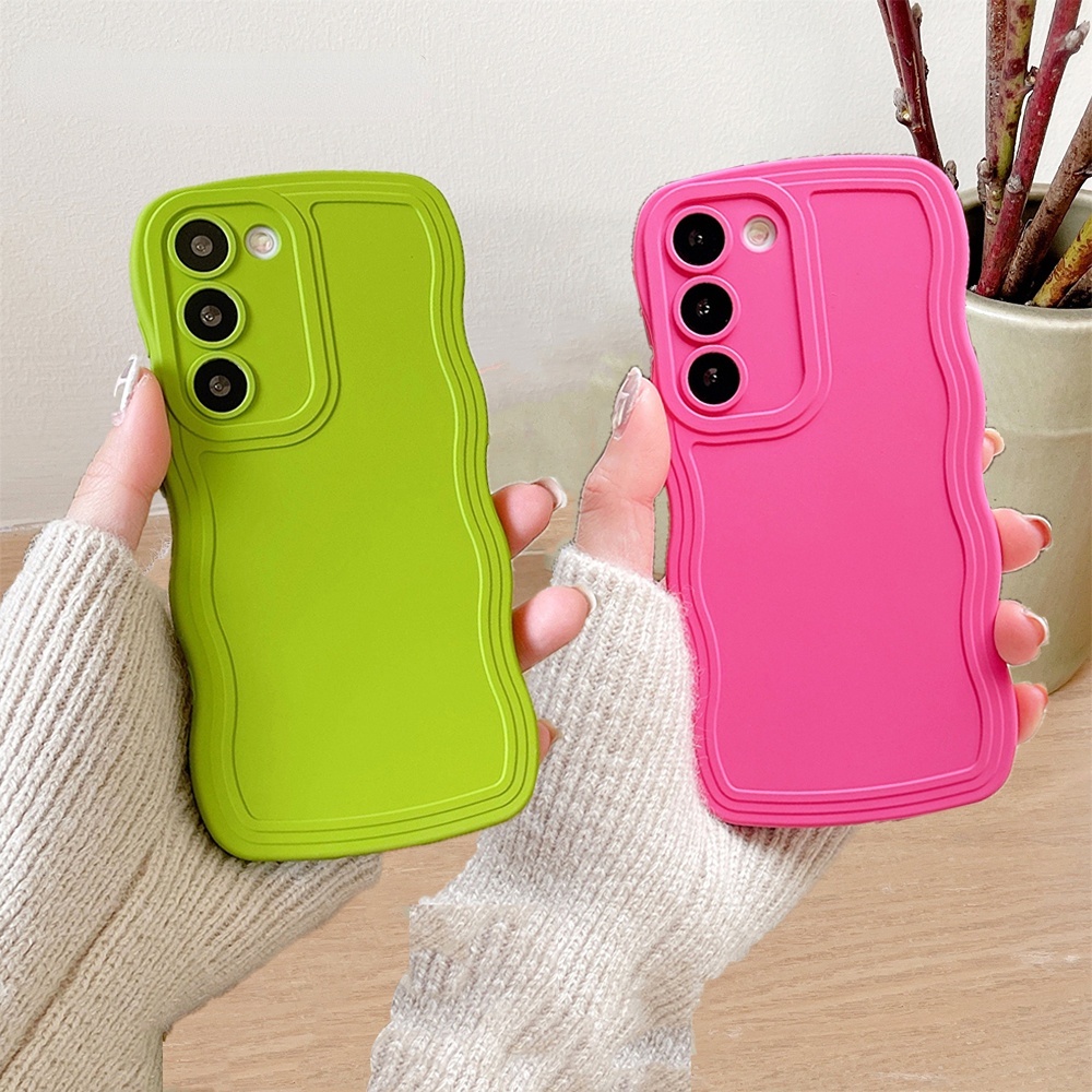 Estojo De Luxo Com Borda Ondulada Para Samsung Galaxy S21 Ultra S20 FE Plus Candy Color Soft Cover