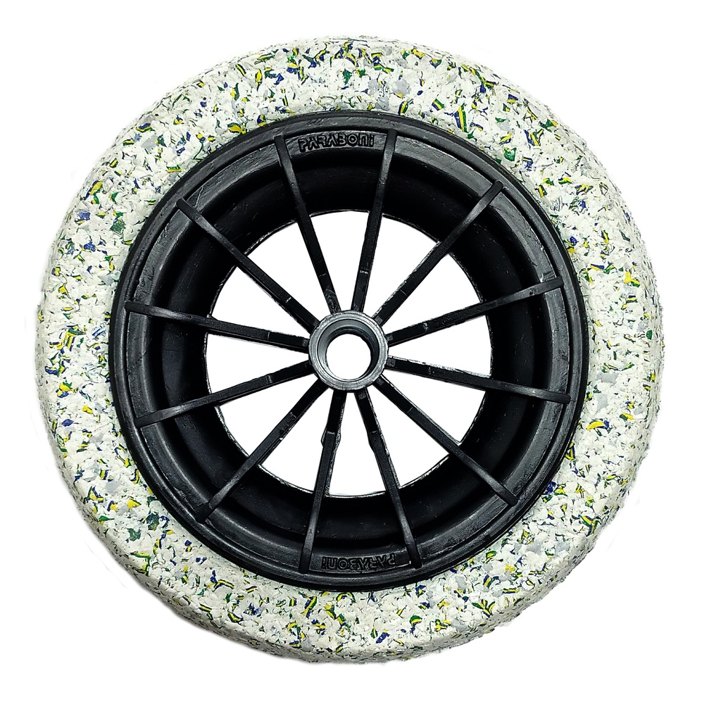 RODA ARO PLÁST. 8" PNEU MACIÇO BORRACHA EXPANDIDA RESISTENTE