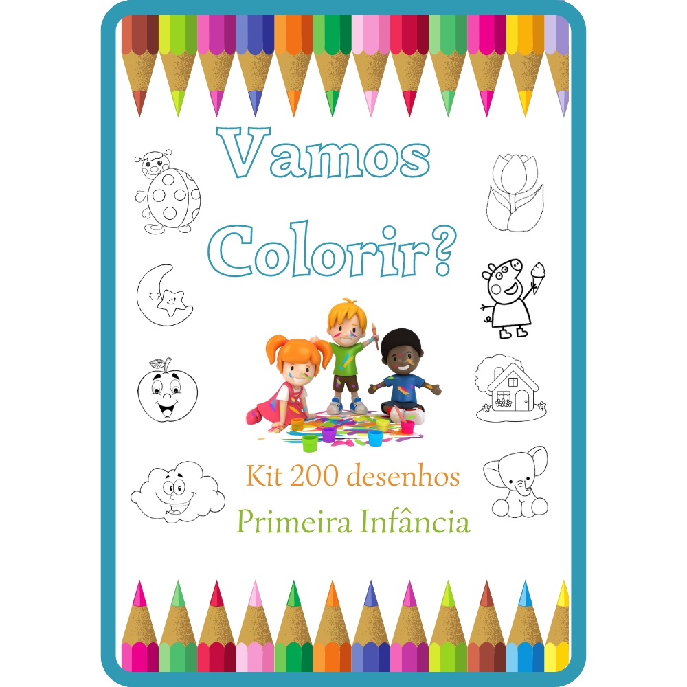 200 Desenhos Para Colorir Menino Menina 200 Folhas A5 1 Desenho Para Colorir  Por Folha Atividades Pedagógicas