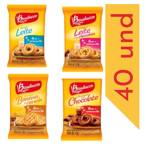 40un Biscoitos Amanteigados Em Sachê Bauducco Bolacha Sortidas Unitarias 11g Revenda