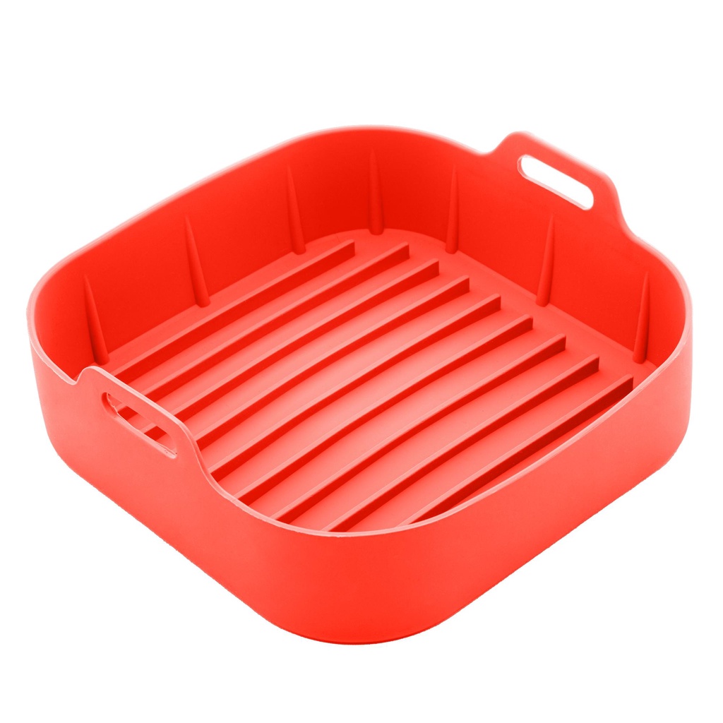 Forma Quadrada De Silicone Para Air Fryer Vermelha 20CmX7Cm