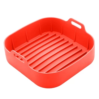 Forma Quadrada De Silicone Para Air Fryer Vermelha 20CmX7Cm