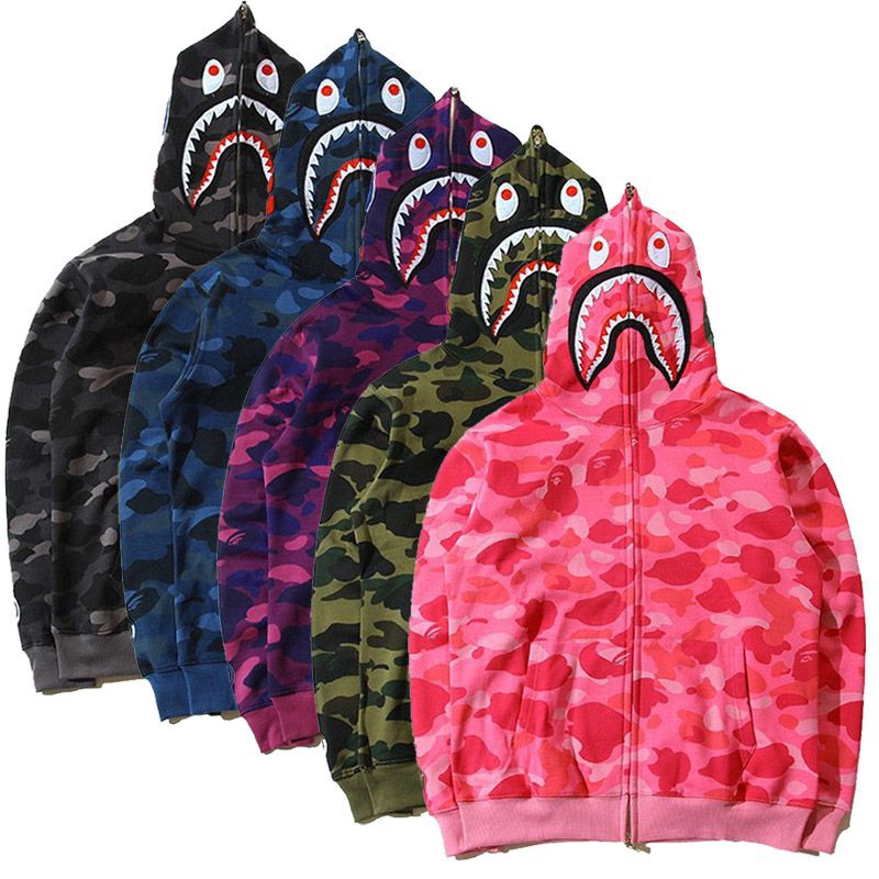 Novo casaco BAPE tubarão roupas Homens Mulheres Capuz Camuflagem Jaqueta infantil